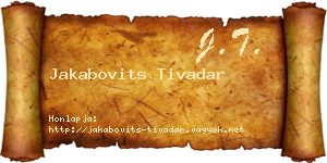 Jakabovits Tivadar névjegykártya